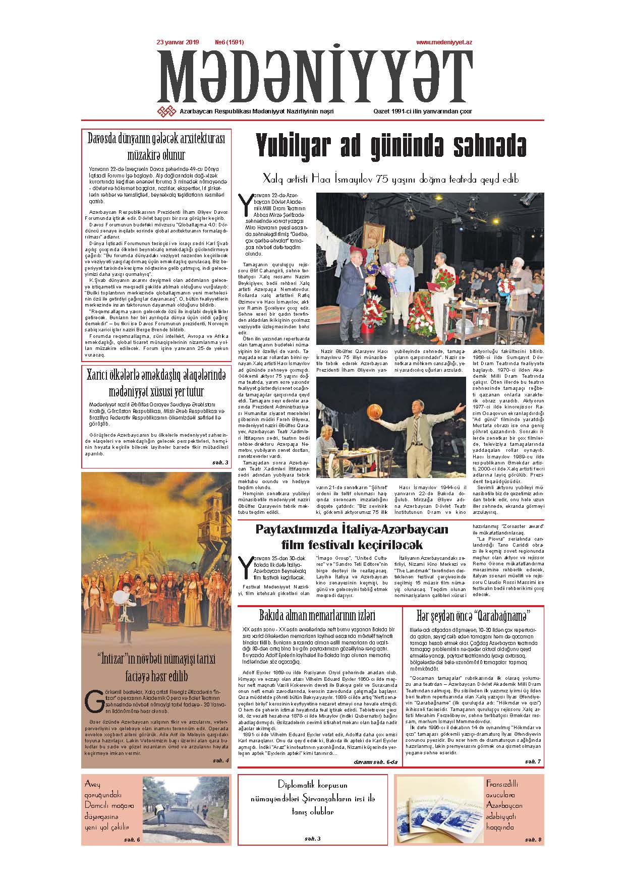 Mədəniyyət qəzeti, 23.01.2019