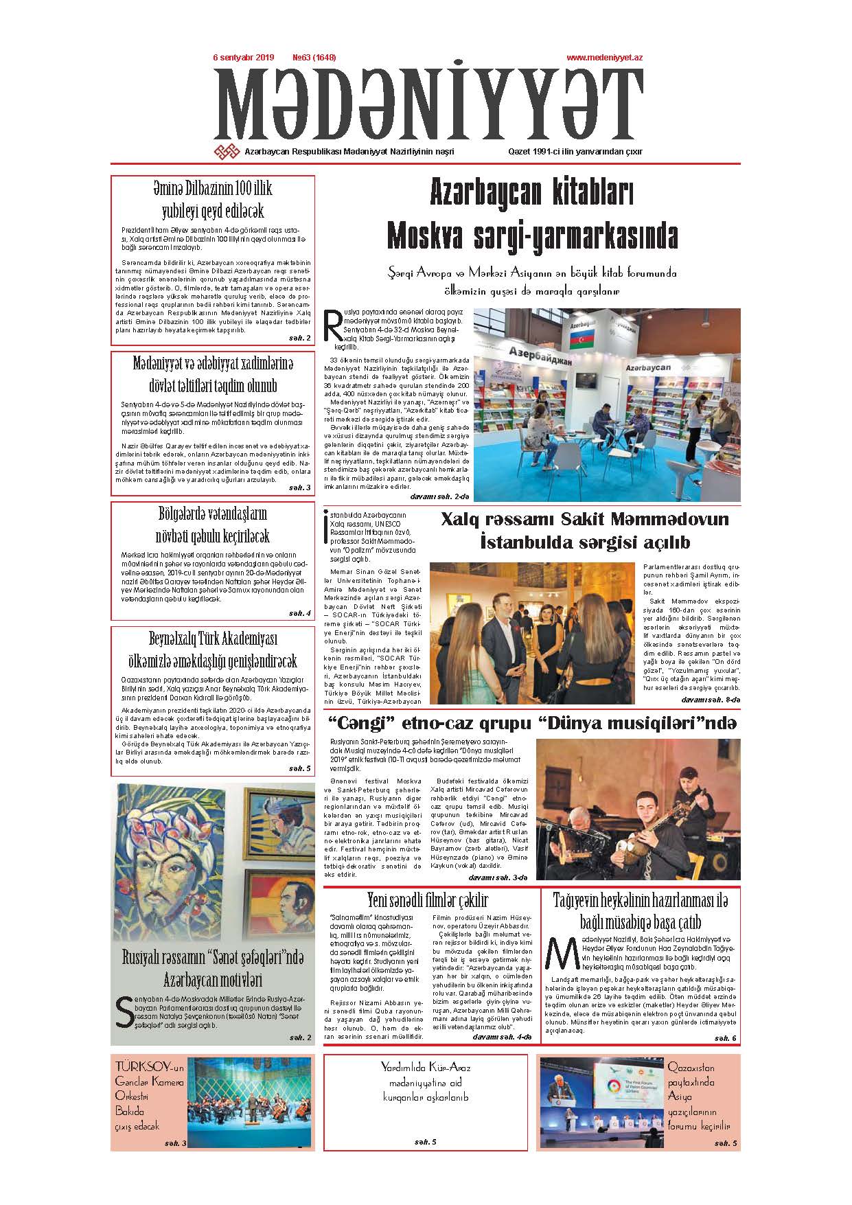 Mədəniyyət qəzeti, 06.09.2019